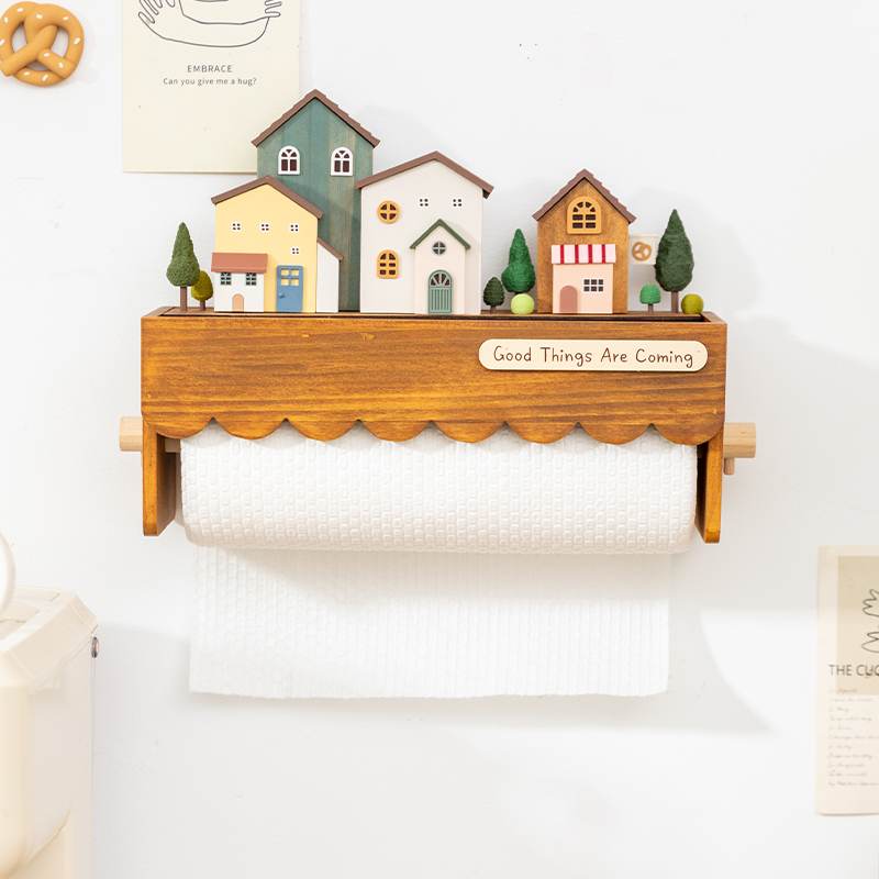 Home Bathroom Paper Towel Dispenser - Wood Wall Mounted Paper Towel Holder