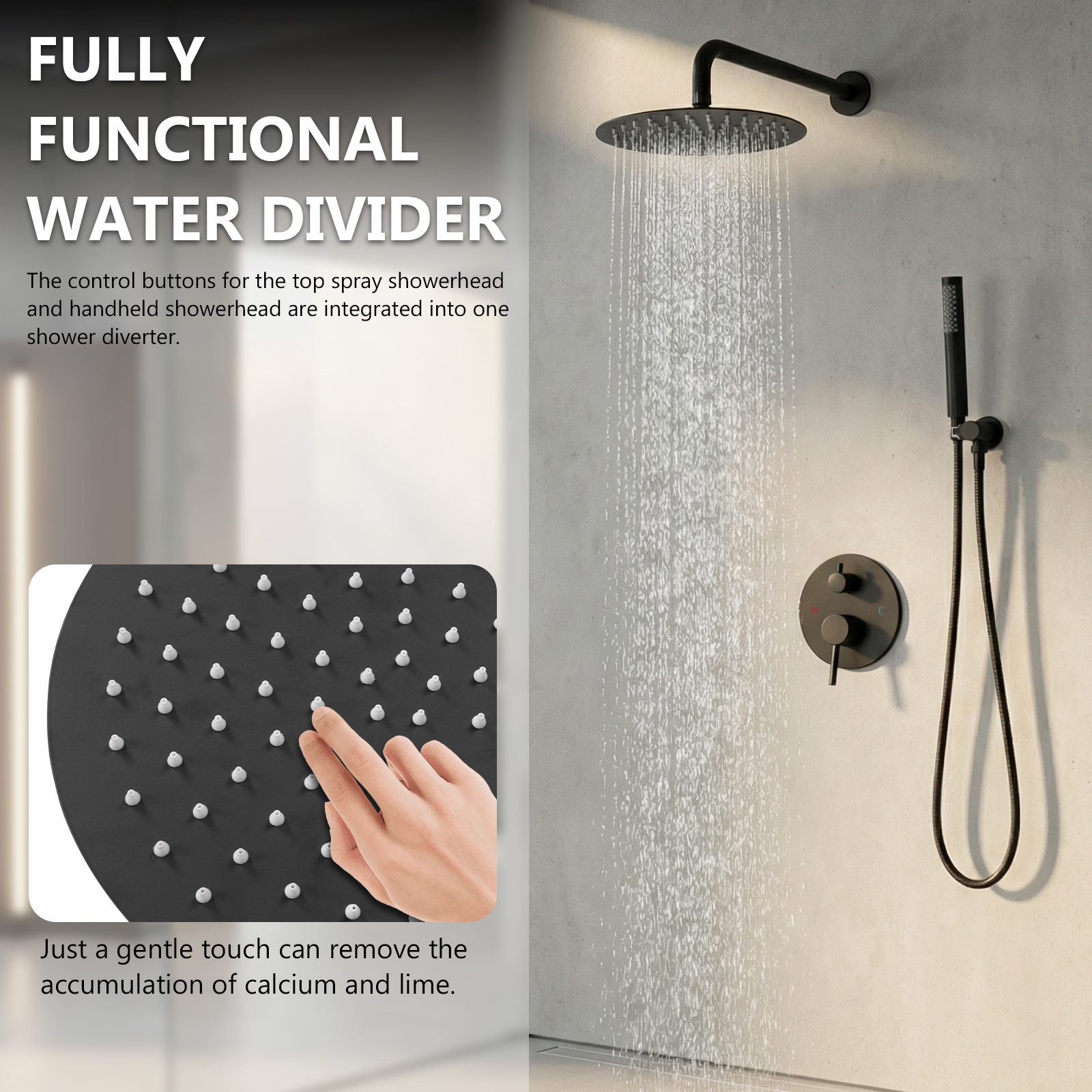 Home In Bathroom - Ceiling Rainfall Shower Head System with