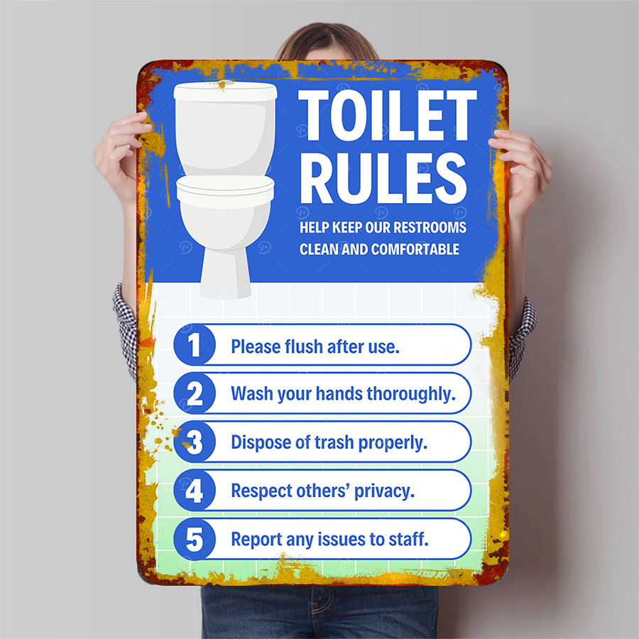 Custom Toilet Rules Metal Sign - Home Bathroom Etiquette avis et prix
