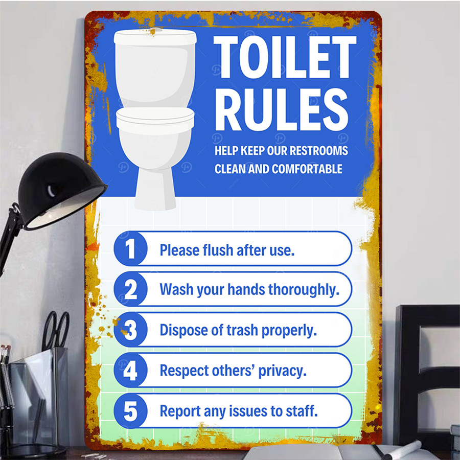 Custom Toilet Rules Metal Sign - Home Bathroom Etiquette avis et prix