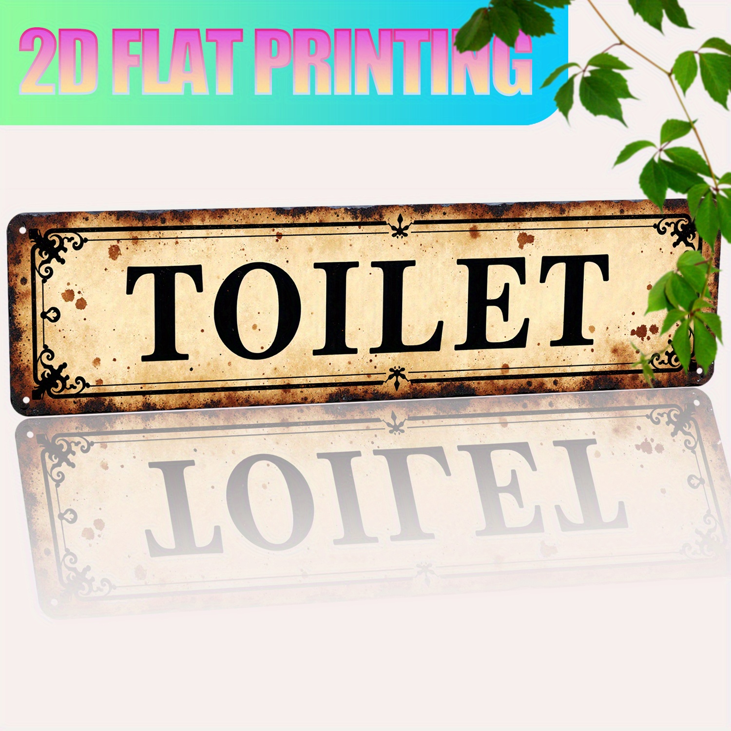 2D Flat, Vintage Aluminum Wall - Home Bathroom Wall Decor avis et prix