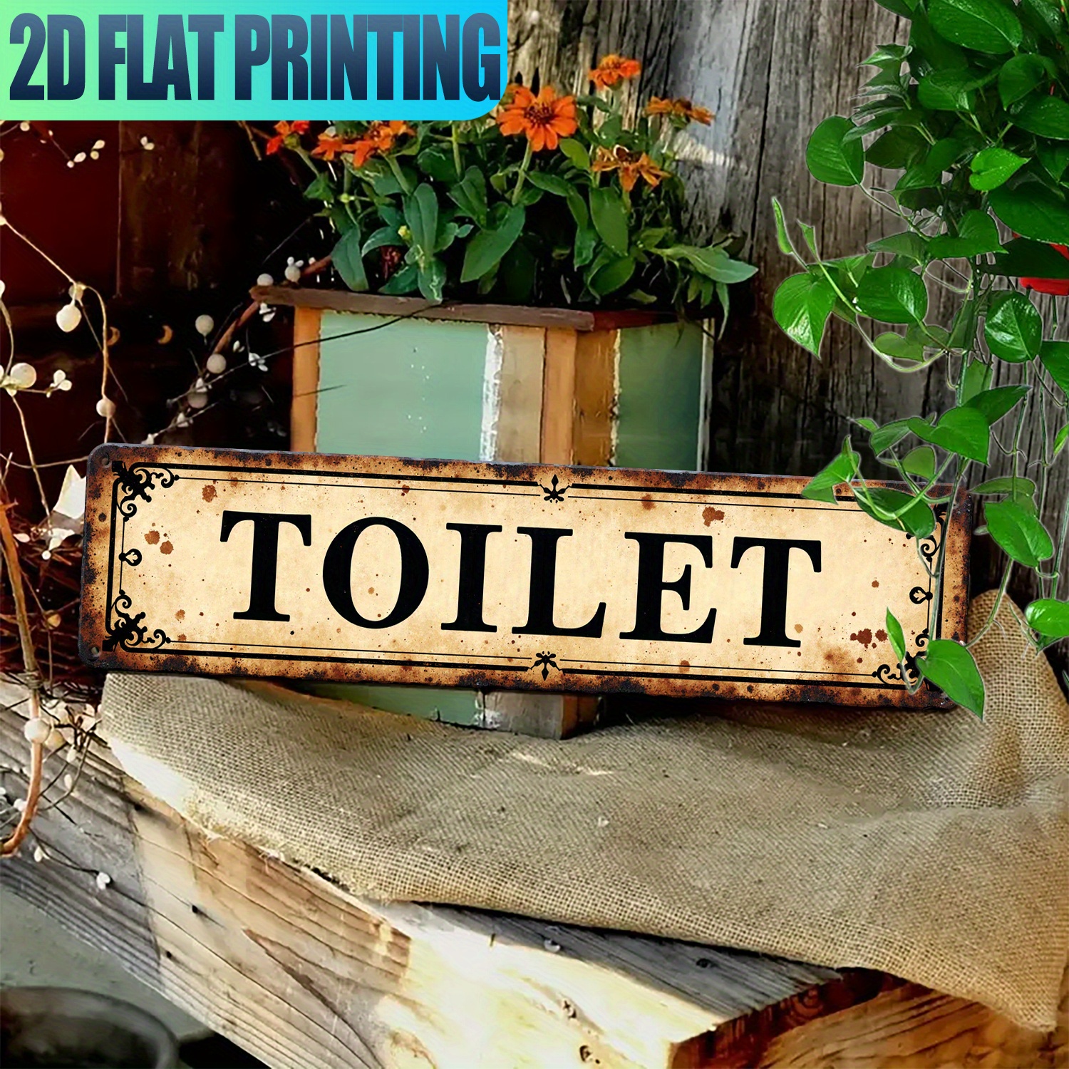2D Flat, Vintage Aluminum Wall - Home Bathroom Wall Decor avis et prix