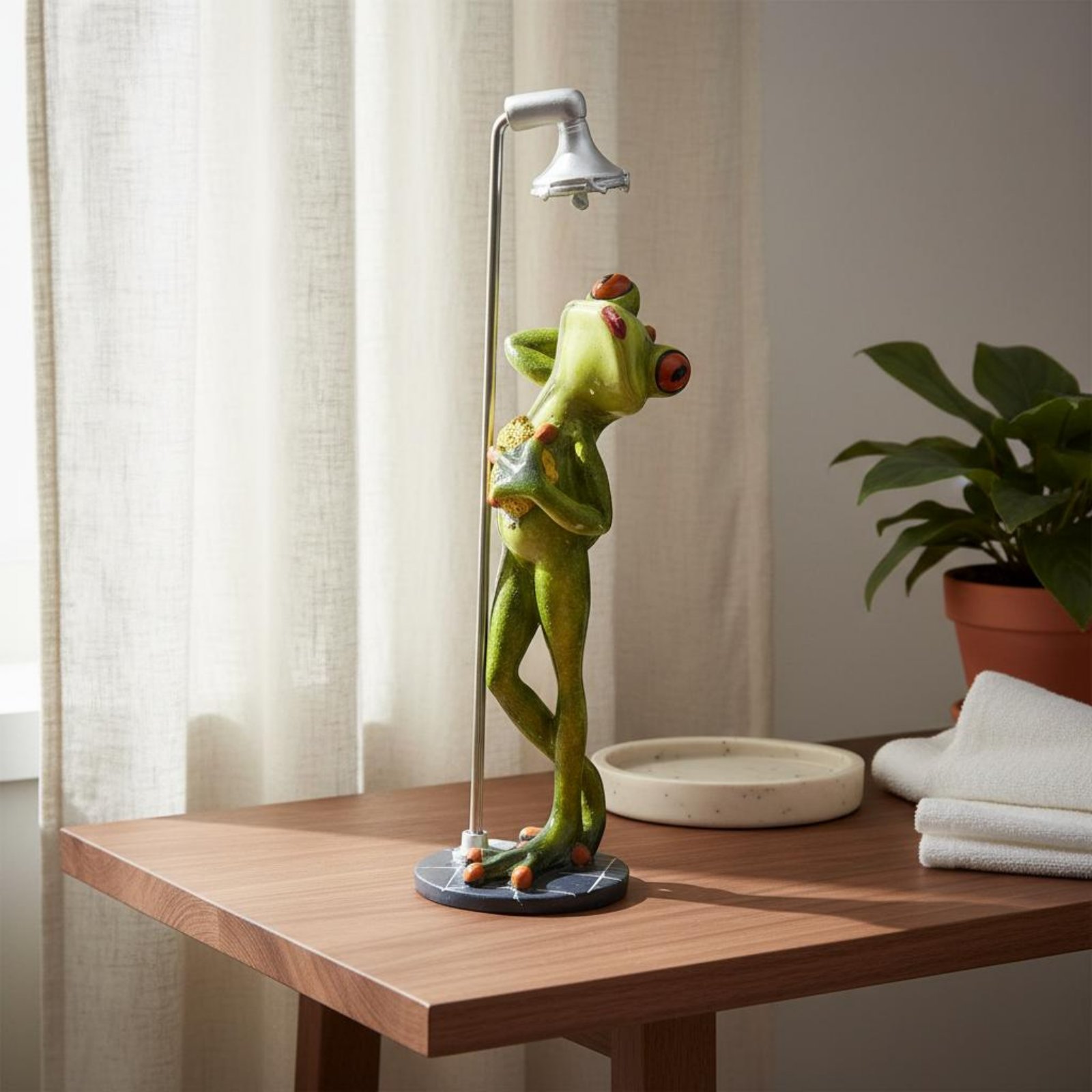 Showering Frog Figurine Novelt - Home In Bathroom avis et prix