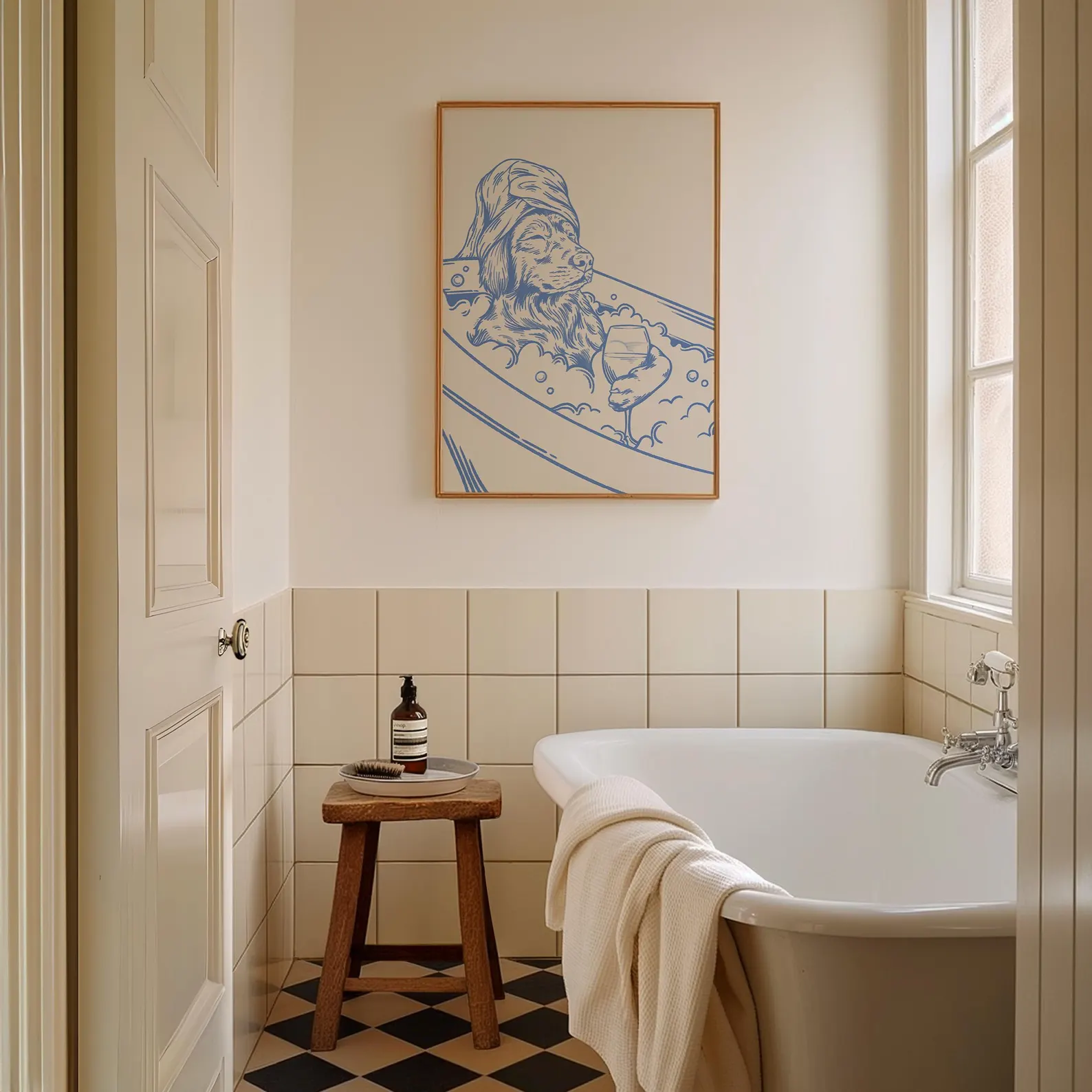 Dog with Wine Trendy Bathroom  - Home Bathroom Wall Decor avis et prix