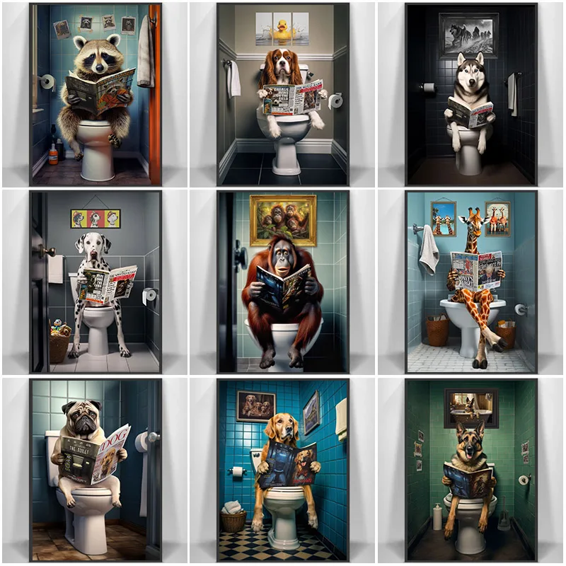 Funny Animal Wall Art Poster P - Home Bathroom Pic avis et prix