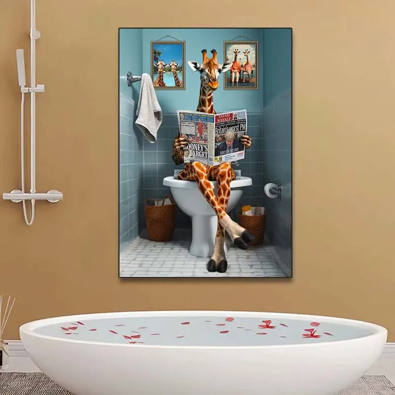 Funny Animal Wall Art Poster P - Home Bathroom Pic avis et prix