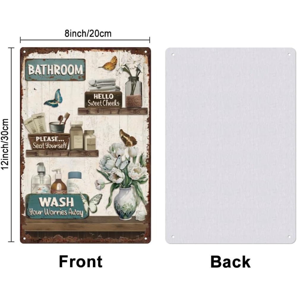 Bathroom Floral Tin Signs Vint - Home Bathroom Wall Decor avis et prix